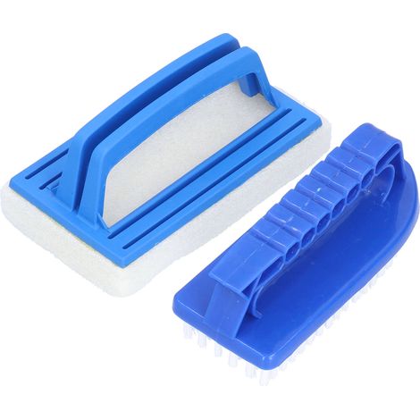 Lot 2 brosses piscine à main : brosse éponge et brosse plastique, nettoyage mur sol bassin spa sauna, plastique éponge 14.5x8.5x7cm 14.5x6.2x5.5cm (1/5)