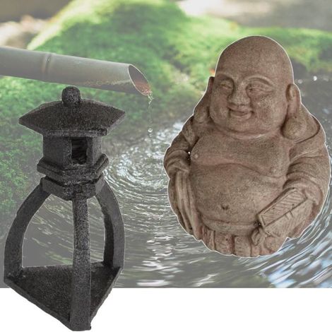 2 Décorations De Bassin De Jardin, Bouddha + Pagode Noire (1/5)