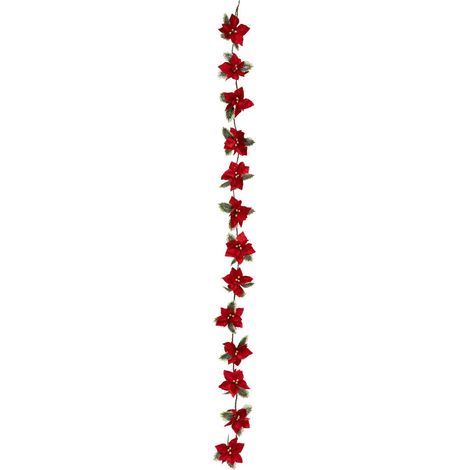Weihnachtsgirlande mit roten Blumen, 180 cm (1/3)