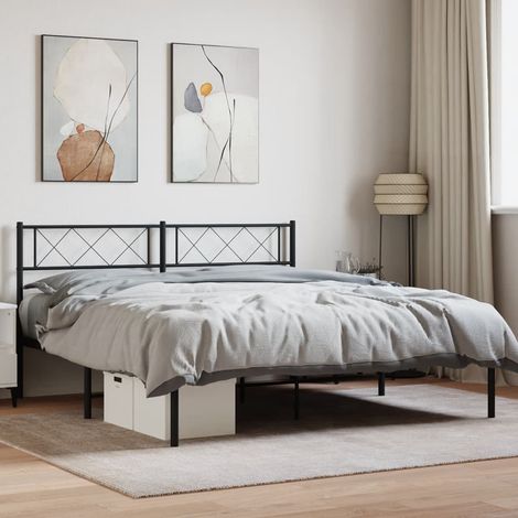 Metal Bed Frame without Mattress with Headboard Black 120x190cm vidaXL (1/5)