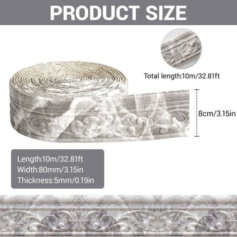 1 Rouleau Frise autocollante, Moulure décorative 3D, Stuc mousse XPE imperméable, Pour mur et plafond (1/5)