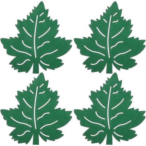 Ensemble de 4 sets de table en tissu de style américain, à motif de feuilles, avec isolation thermique et dos antidérapant, de couleur verte. (1/2)