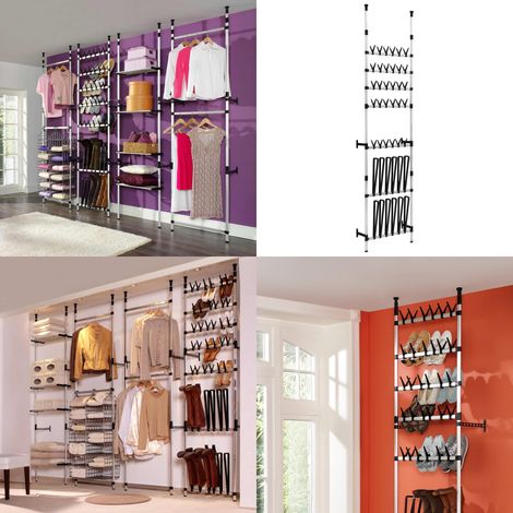 Teleskop-Schuhregal mit Stangen Aluminium - Schuhregal - Teleskop-Schuhregal - Schuhschrank - Schuhorganisation - Garderobe - Home & Living