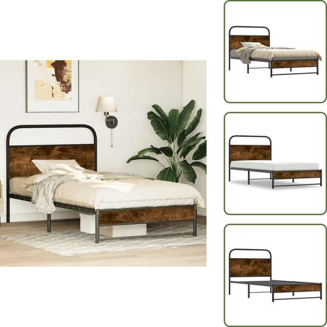 vidaXL Bettgestell ohne Matratze 90x190 cm Räuchereiche Holzwerkstoff (1/5)