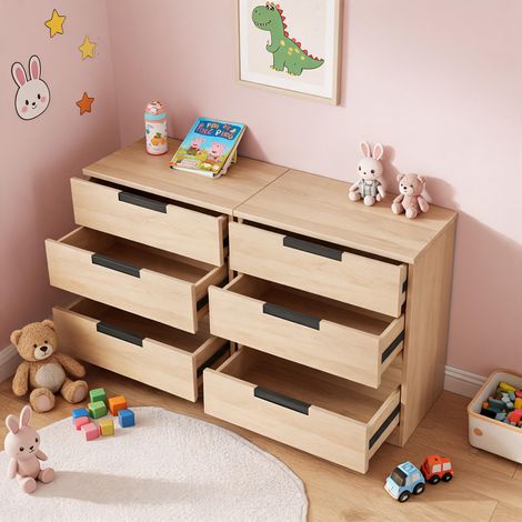 Moderne Kommode mit 4 Schubladen – Holzoptik, eingebaute Griffe, stabile Konstruktion – Breite Ablagefläche, verstärkte MDF-Spanplatte – Kippschutz inklusive – Für Schlafzimmer, Flur