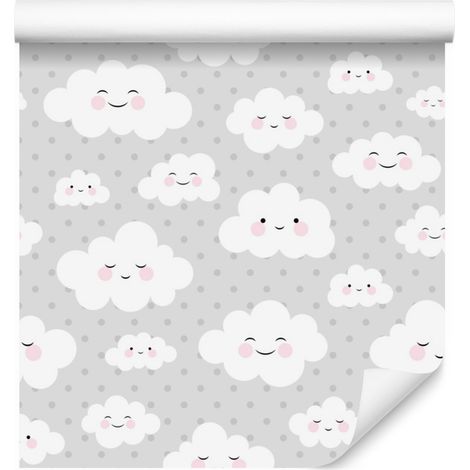Papier peint nuages et pois pour salon et chambre 50x1000 cm (1/5)