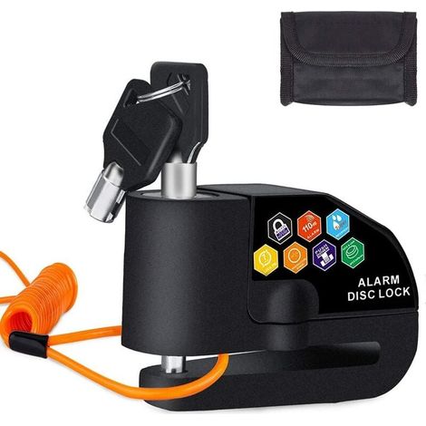 Bloccadisco antifurto per moto con allarme, bloccadisco da 110 dB per moto, biciclette e scooter (nero) (1/5)