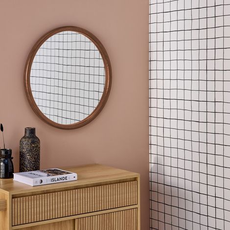 Miroir rond en bois de pin Ø60cm GEORGIA noyer (1/5)
