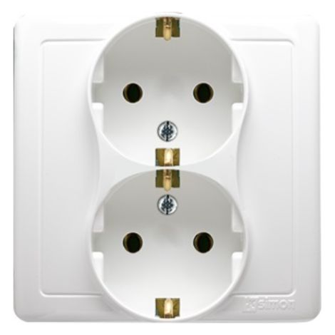 Enchufe doble Simon Basic con/sin Schuko blanco BGSZ2/11