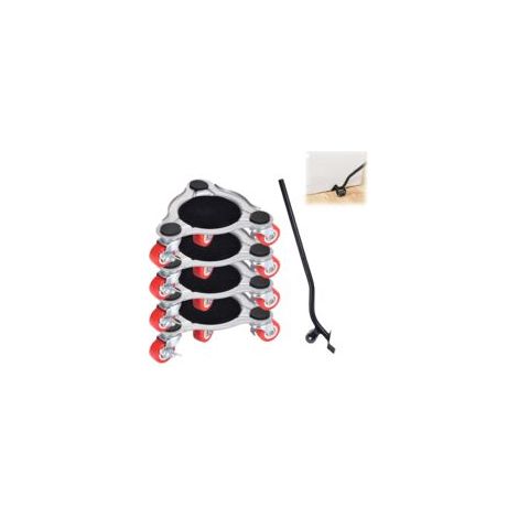 Kit di ruote per mobili resistenti, capacità di carico 400 kg, kit per traslochi, sollevatore per mobili, ruote piroettanti con freno, carrello per il trasporto di divani e cassettiere.