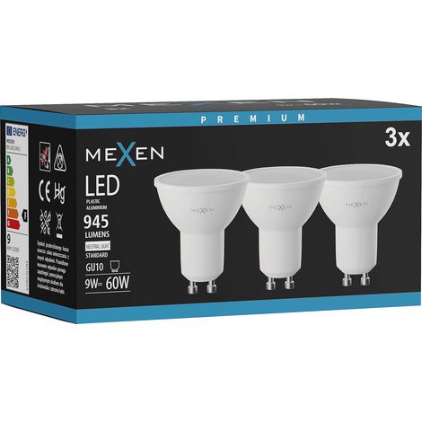 Mexen Nova 3x Ampoule LED GU10, 9W, Neutre - 4000K, 945 lm - L108-GU10-0940-01x03 (1/5)