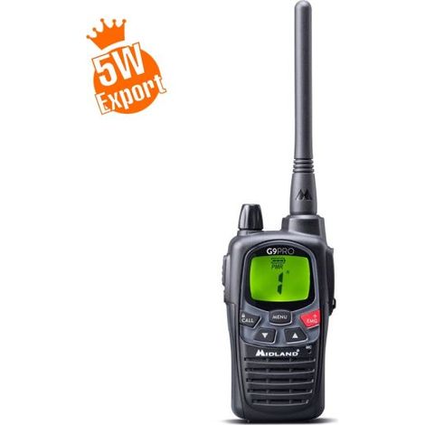 Midland ricetrasmittente G9 Pro Nero dual band PMR446 Versione Export5W - C1385