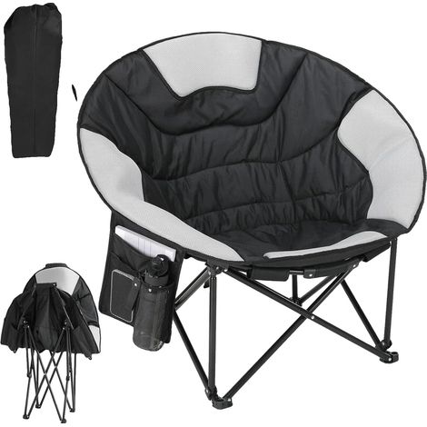 Chaise de camping, siège rembourré, design portable, Chaises noires 1 pièce (1/2)