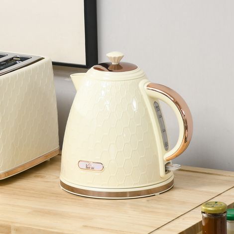 Bouilloire électrique, 2200 W, hublot, filtre, ébullition rapide, beige