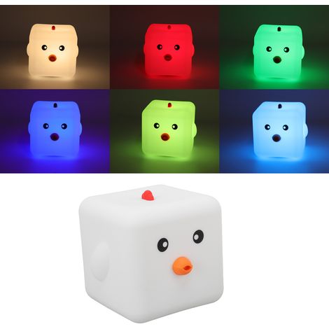 Veilleuse poussin cubique colorée, rechargeable par USB, avec capteur tactile, idéale pour aider les bébés allaités à s'endormir. (1/5)