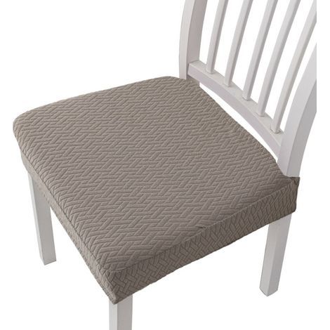 4 Pcs Removable and Washable Jacquard Dining Chair Cushion Cover - Taupe, solid colour stretch chair cover cover, hotel home dining chair cover (1/4)