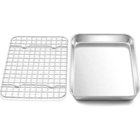 Mini teglia da forno in acciaio inox con griglia di raffreddamento - Rettangolare - 237 x 177 x 25 cm Lavabile in lavatrice (1/5)