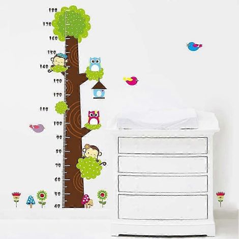 Stickers muraux en forme d'animaux (hibou, girafe, dinosaure et singe) pour la chambre d'enfant ou de bébé. (1/5)