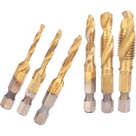 Kit de 6 Tarauds HSS 6542 M3 M4 M5 M6 M8 M10 pour Taraudage à Queue Courte