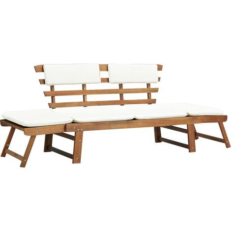 Banc de jardin avec coussins 2-en-1 190cm Bois solide d'acacia 5 (1/5)