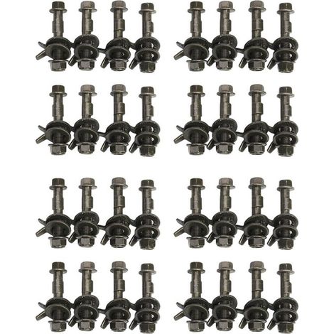 Juego de 32 piezas de acero de 14 mm para cuatro ruedas de coche con ajuste de inclinación y curvatura, resistencia de 10,9 (1/2)