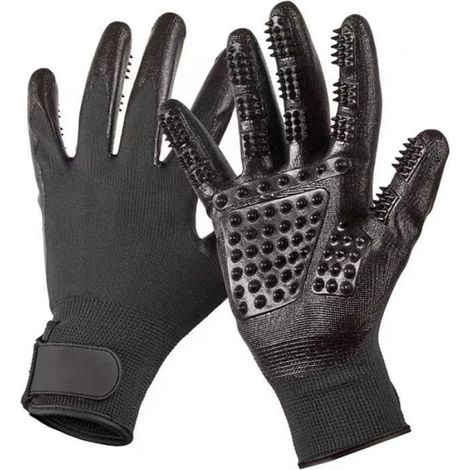 Gants de Beauté pour Animaux de Compagnie, Gants de Soins pour Chats Gants en Silicone Brosse pour Chats, Bain et Massage pour Chiens et Chats (noir)