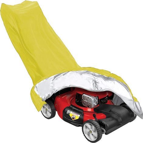 Wasserdichte und staubdichte Rasenmäherabdeckung aus 210D-Polyester mit Kordelzug und Aufbewahrungstasche (125 x 76 x 44 Zoll), gelb (1/5)