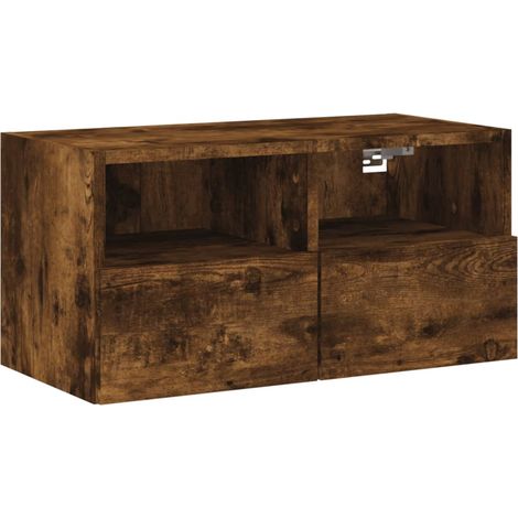 Mobile TV multimediale scaffale per televisione televisione buffet sala da pranzo soggiorno camera da letto a parete rovere affumicato 60 x 30 x 30 cm derivati del legno marrone 020028136
