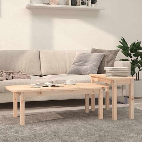 Maison Exclusive - 2-tlg. Couchtisch-Set Massivholz Kiefer (1/5)