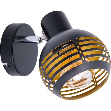 Wandleuchte Wandlampe Schlafzimmerlampe Flurleuchte Metall Schwarz-Gold H 23 cm