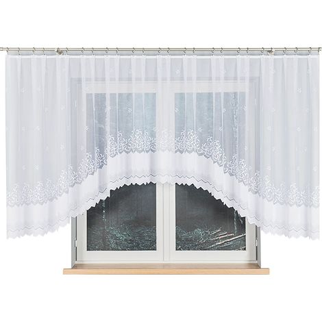 Genowefa - Rideau jacquard prêt à poser avec fente en bas - 450 x 140 cm - blanc (1/5)