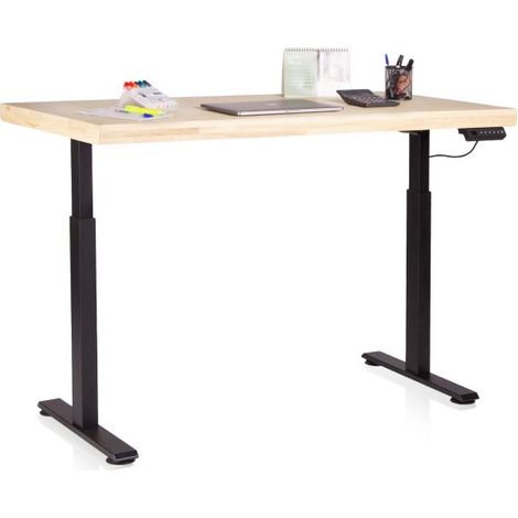 Mesa de estudio elevable Motion 140 Negro - Roble (ancho) x 126cm (alto) (1/5)