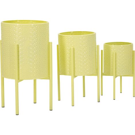 Set di 3 portavasi Buller, Complemento d'arredo, Articolo decorativo, Accessorio d'arredo, 36x36 h57 cm, Giallo (1/5)
