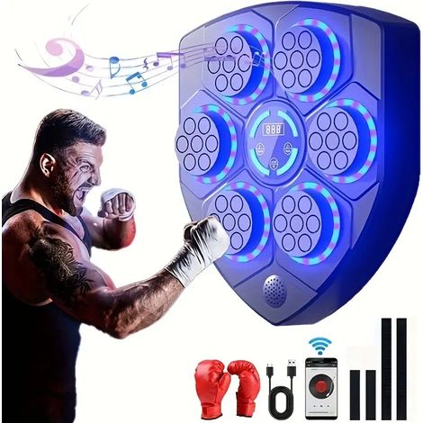 Musikalische Boxmaschine mit Boxhandschuhen, intelligente musikalische Boxmaschine mit LED-Licht, 9 Geschwindigkeitsstufen und Zählmodus