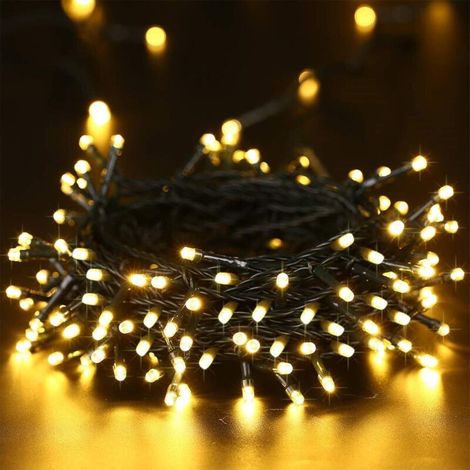 Noël Décoration Guirlande Lumineuse, 10M 100 LED Lumières de Noël Intérieur à Piles 8 Modes Etanche Guirlande Sapin de Noë pour Extérieur Jardin Mariage Anniversaire Maison Fête, Blanc Chaud (1/5)