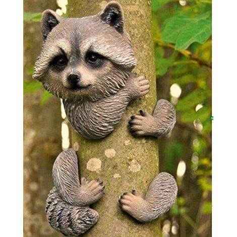 Raccoon Garden Animal Tree Peeker Garden Ornaments, Tree Decoration (Raccoon) (1/3)