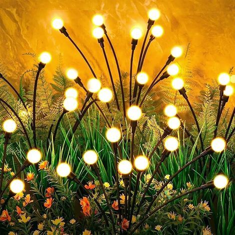 Outdoor Solar Firefly Lights, 4 Pieces 10 LED Outdoor Solar Firefly Lights for Garden, Solar Garden Lights, IP65 Waterproof Solar Firefly Lights, for Driveway, Patio, Garden Decoration (1/5)