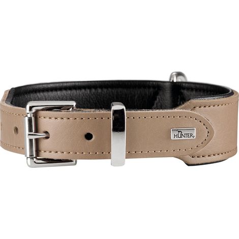 Halsband Basic 50 nickel Spaltleder stone/schwarz