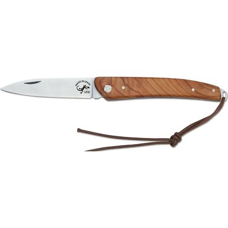 Couteau salamandre, manche en if, taille 17,5 cm, lame 7,5 cm, manche 10 cm, poids 60 grammes, 160041 (1/2)