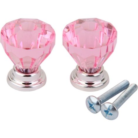 2 Pièces Cristal Diamant Verre Armoire Tiroir Armoire Tirer Poignée Boutons Rose (1/5)