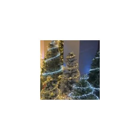 Guirlande lumineuse LED pour sapin de Noël - Design spirale - Blanc chaud - Avec 250 LED - 8 fonctions et minuterie - Montage facile - Pour jardin, pelouse et véranda
