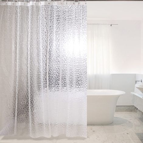 Anti-Schimmel-Duschvorhang 180 x 200 cm, halbtransparent, EVA, wasserdicht, waschbar, 3D, mit 12 Ringen, PVC-frei. (1/5)