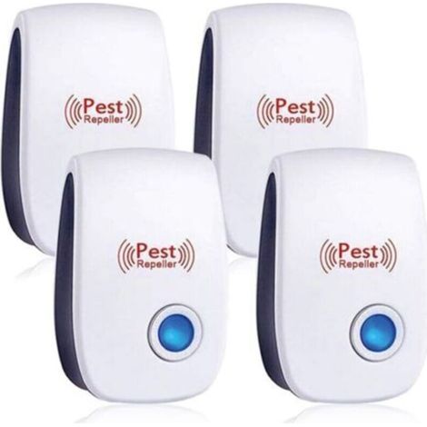 Lot de 4 répulsifs à ultrasons pour souris et rats, répulsif à ultrasons contre les rongeurs, répulsif électronique d'intérieur contre les souris, moustiques, cafards, rats, fourmis et araignées FLITI (1/5)