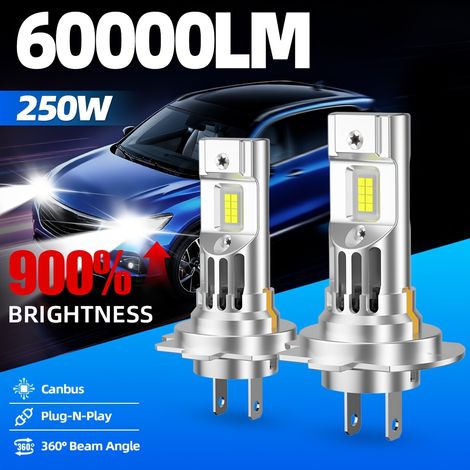 Set mit 2 H4/H7/H11/9005/9006/H1 LED-Autolampen, 250 W, 60000 lm, 3570 CSP-Chips, 6000 K weißes Licht (1/5)