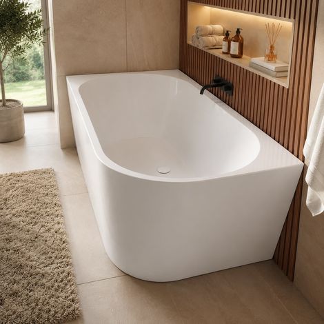 Badplaats Eck Badewanne Isia 170 x 78 x 60 cm Weiß Hochglanz - H