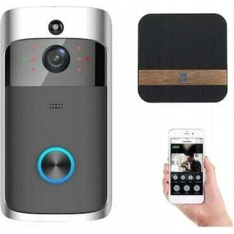 Videocitofono wireless HD 1080P, telecamera intelligente con rilevamento del movimento, visione notturna a infrarossi e app di controllo.