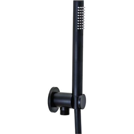 Paffoni Stick - Juego de cabezal de ducha, soporte y manguera, negro mate ZDUP094NO (1/2)
