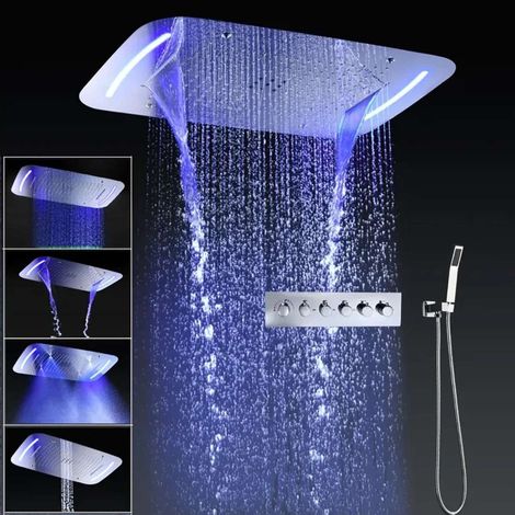 Ciel de pluie composition de douche thermostatique led chrome, Vienne (1/5)
