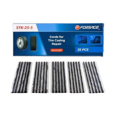 Juego de cordones de reparación de neumáticos Forsage de 6 mm, 25 unidades (1/3)