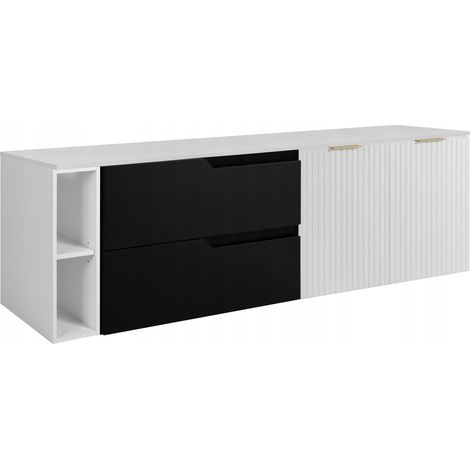 Waschtischunterschrank - 140 cm - Schwarz und Weiß - Modernes Design - Funktional und elegant